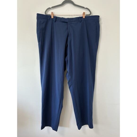 Sene Pants 44x 34 Blue Navy Custom Tailored Flat Front Stretch Golf Career - Picture 1 of 11
